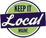 A logo that says `` keep it local maine '' on a white background.