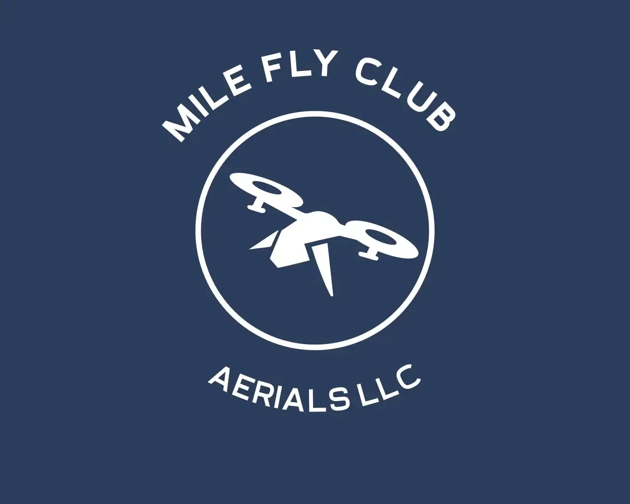 Mile fly club aerials llc logo on a blue background