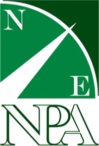 Green NPA logo with compass design; white letters
