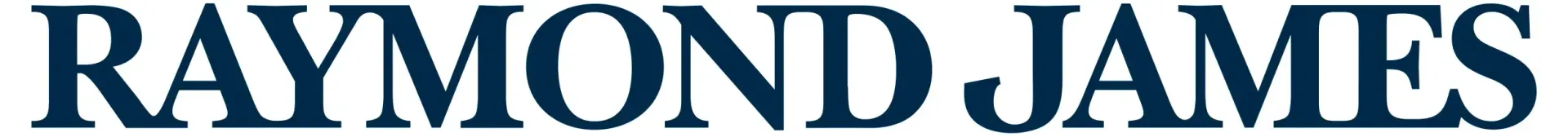 Raymond James company logo. Dark blue text on a light blue background.