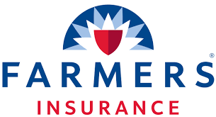 A farmers insurance logo with a sun and shield on a white background.