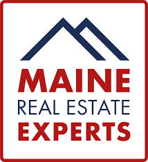 The maine real estate experts logo has a mountain on it.