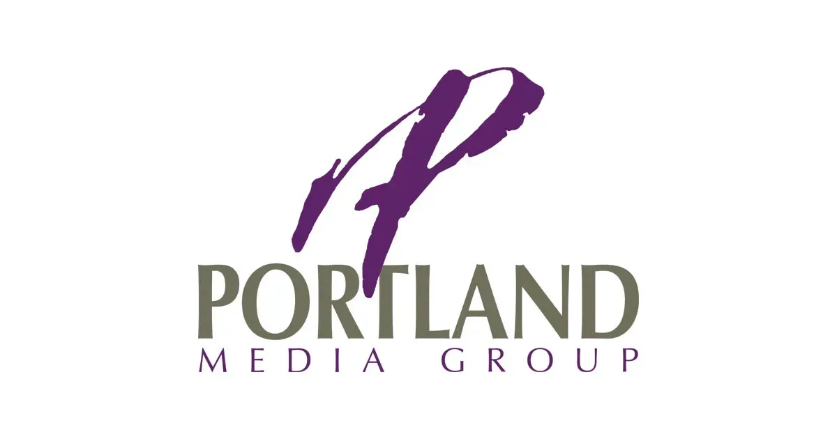 Portland Media Group logo with stylized purple “P” above gray text on a white background