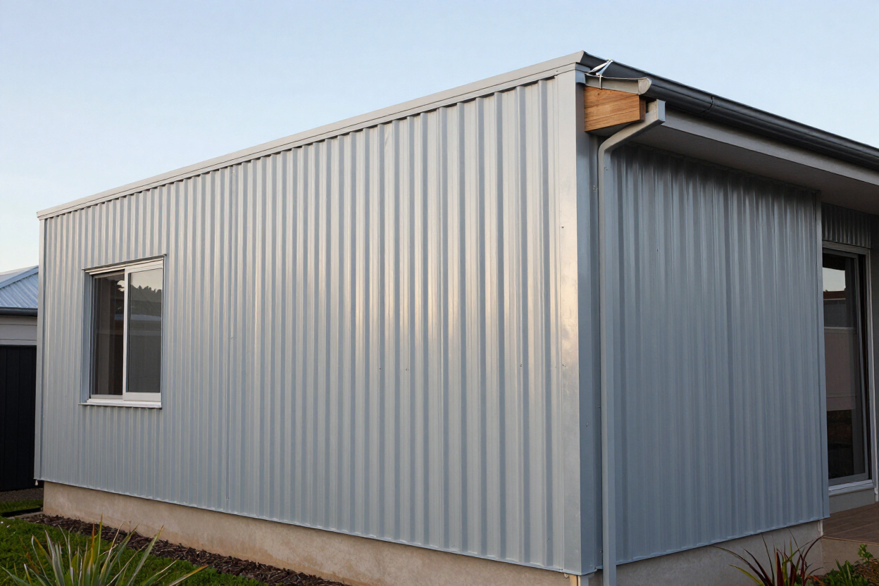Corrugated metal wall cladding