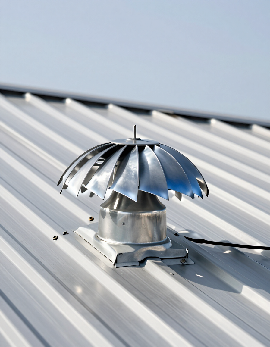 Whirlybird roof ventilator on a metal roof
