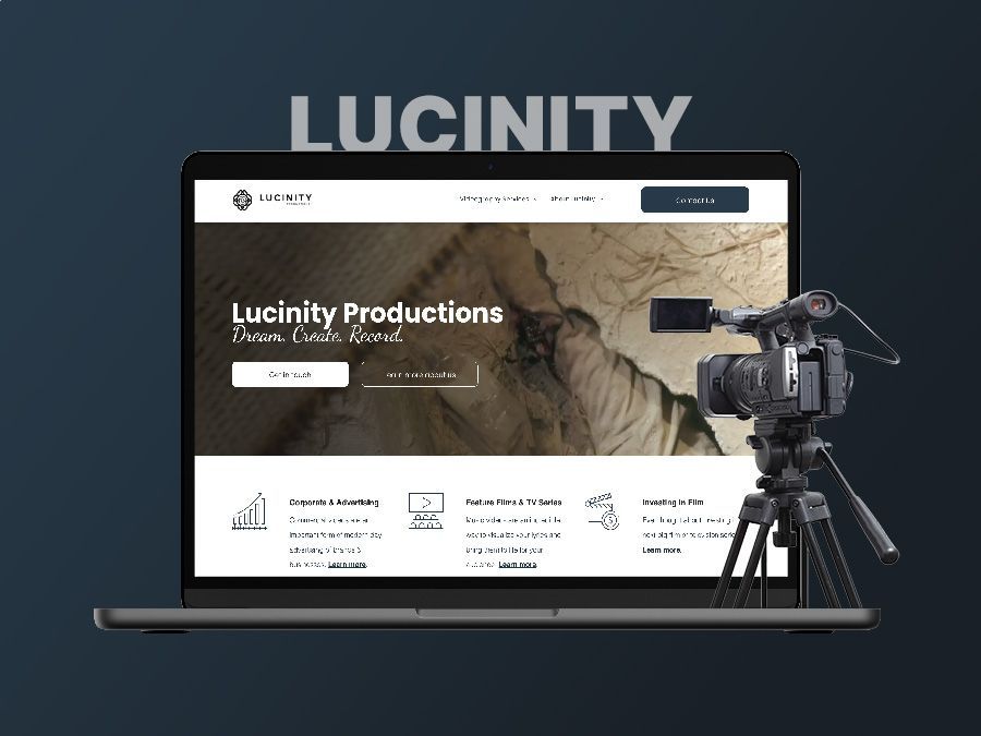 Website mockup with a video camera
