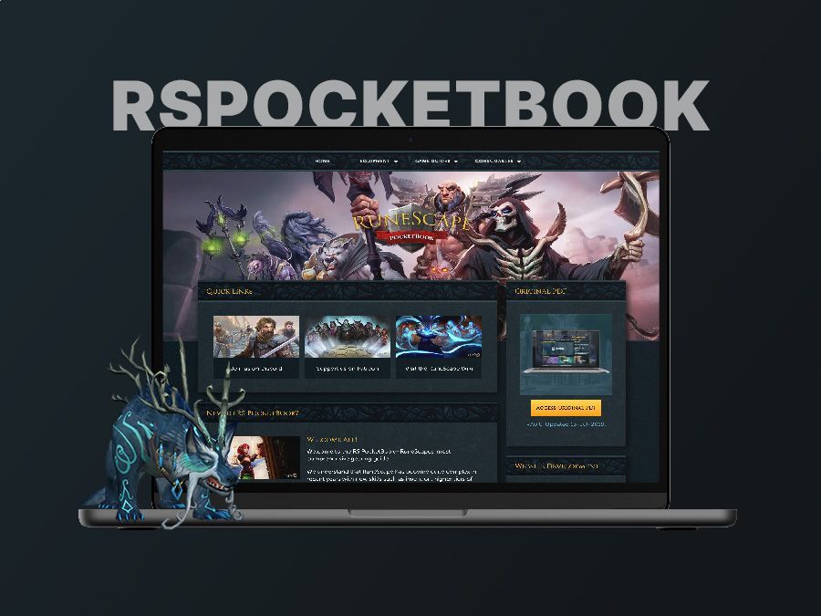 Website mockup with a boss from RuneScape