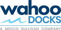 Wahoo Docks logo in blue with light blue wave and “A Meeco Sullivan Company” text