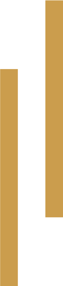 Two vertical gold bars on a white background, one shorter and one taller.