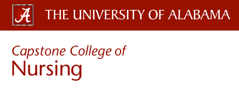 University of Alabama Capstone College of Nursing logo on a red and white background