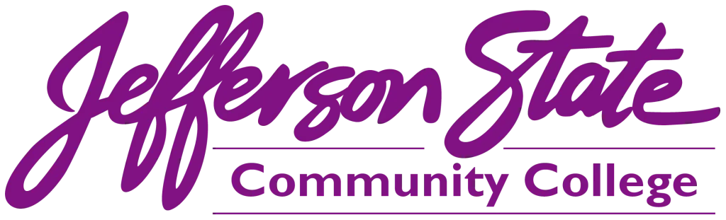 Jefferson State Community College logo in purple script and text on a white background