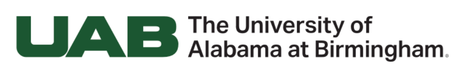 UAB logo with green “UAB” text and The University of Alabama at Birmingham in black on a white background