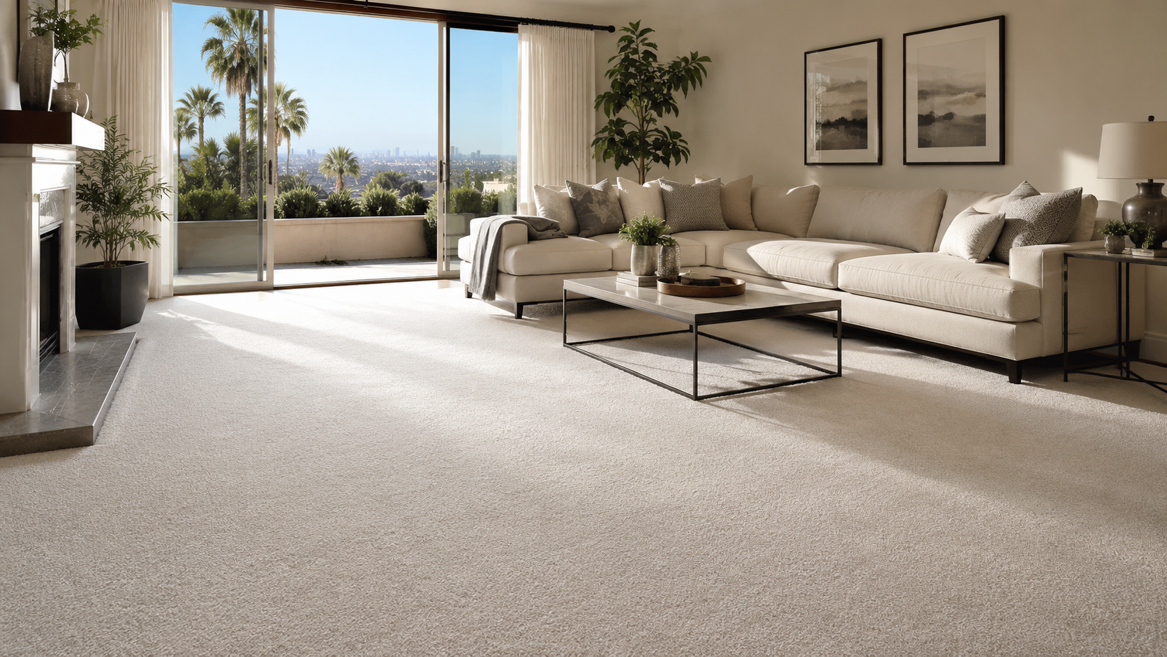 Beige rug with a geometric diamond pattern in dark gray lines.
