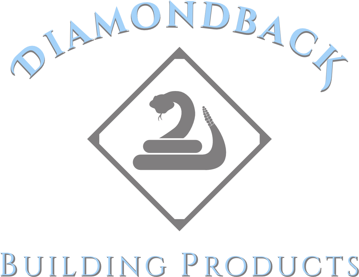 Diamondback Building Products logo: a grey snake in a diamond, with