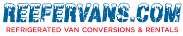 ReeferVans logo featuring blue text with ice design for van insulation and conversion kits