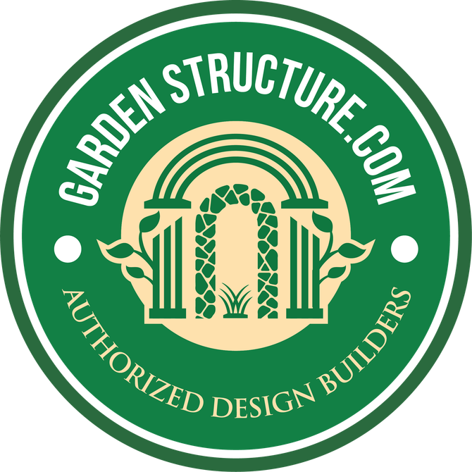 Green GardenStructure.com logo with stylized arch and “Authorized Design Builders” text