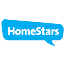 Blue HomeStars logo in a speech bubble shape
