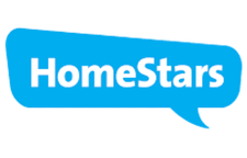 Blue HomeStars logo in a speech bubble shape