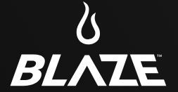 Black and white Blaze logo with a flame icon above the word 