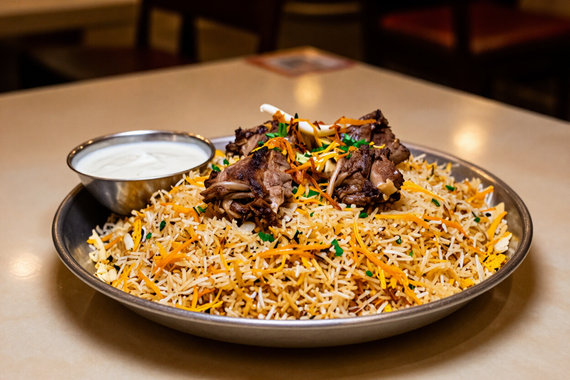 Lamb biryani with raita