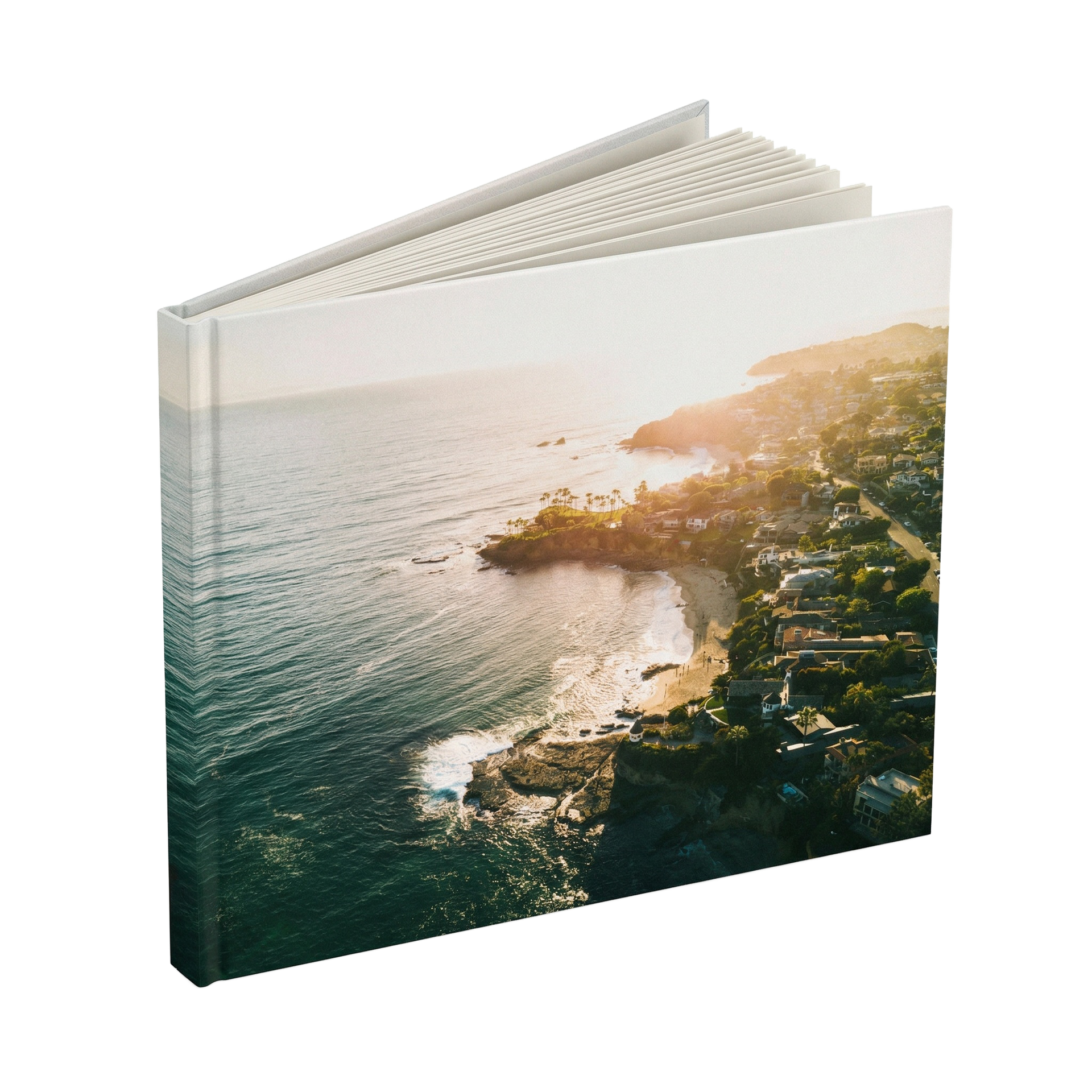 A book with a picture of a bride and groom holding hands.