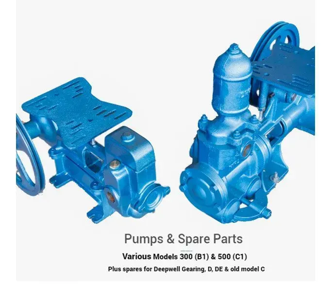Two blue industrial water pump