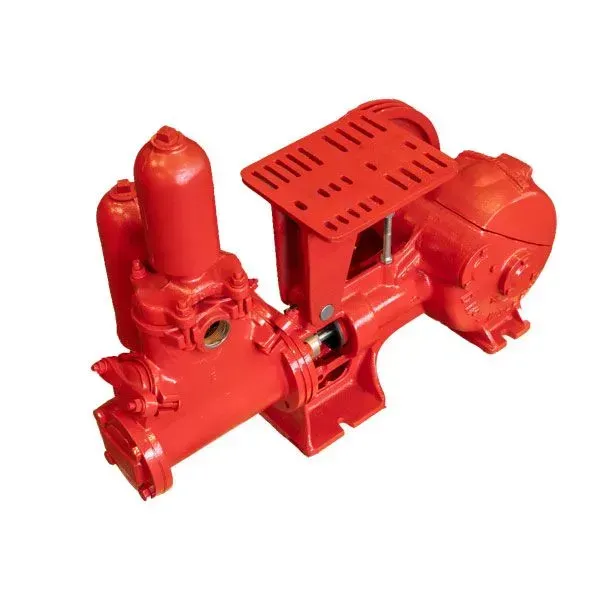 Red industrial pump with a red perforated cover
