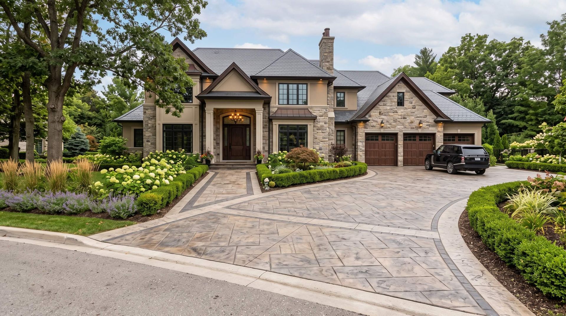 Luxury home with new stamped concrete