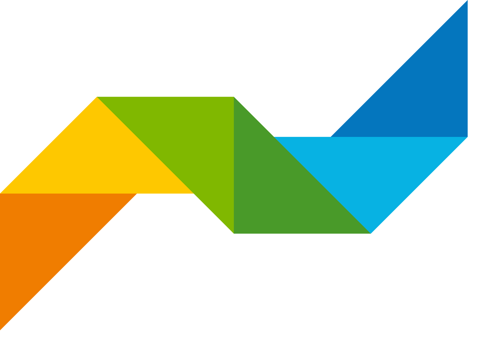 Un logo colorato con un cerchio e triangoli su sfondo bianco