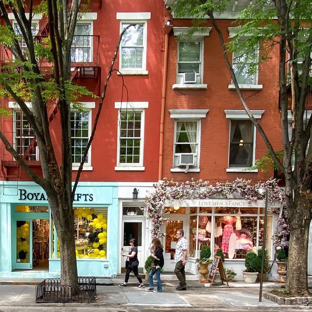Boutique fashion stores on Bleecker Street in Greenwich Village