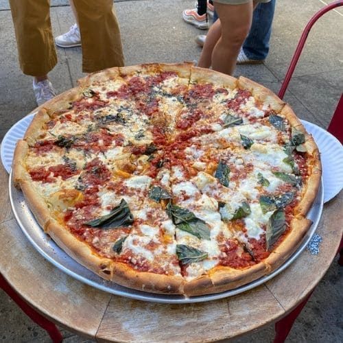 Whole burrata pizza from Nolita Pizza in Little Italy, NYC