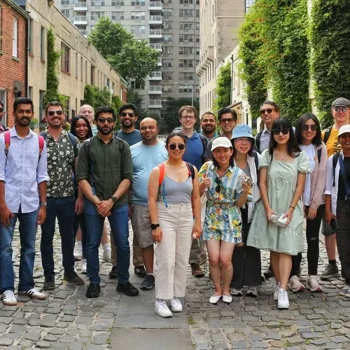 Group of friends and coworkers on a corporate food tour in Greenwich Village, NYC