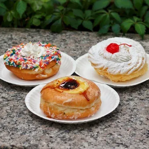 Selection of donuts from The Donut Pub in East Village NYC