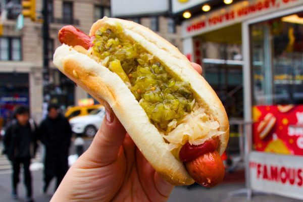 Hot dog from Gray’s Papaya on the Upper West Side in NYC