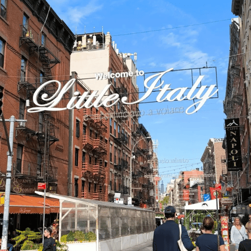 Welcome to Little Italy Sign on Mulberry Street Little Italy, NYC