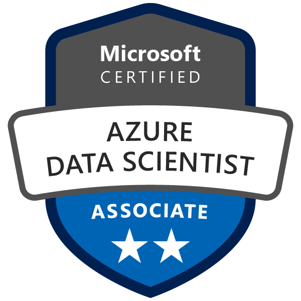 Um selo de associado de cientista de dados do Azure certificado pela Microsoft