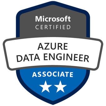 Um selo de associado de engenheiro de dados do Azure certificado pela Microsoft