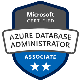 Um selo de associado de administrador de banco de dados do Azure certificado pela Microsoft