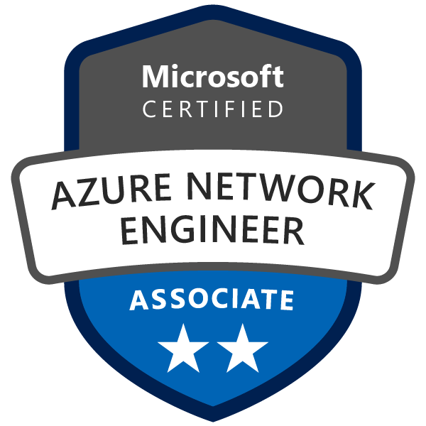 Um selo de associado de engenheiro de rede Azure certificado pela Microsoft