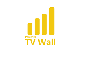 O logotipo da parede do power bi tv é amarelo e branco