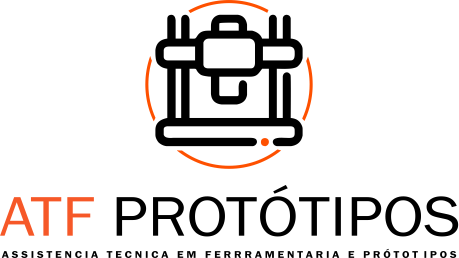 Um logotipo para uma empresa chamada atf prototypes.