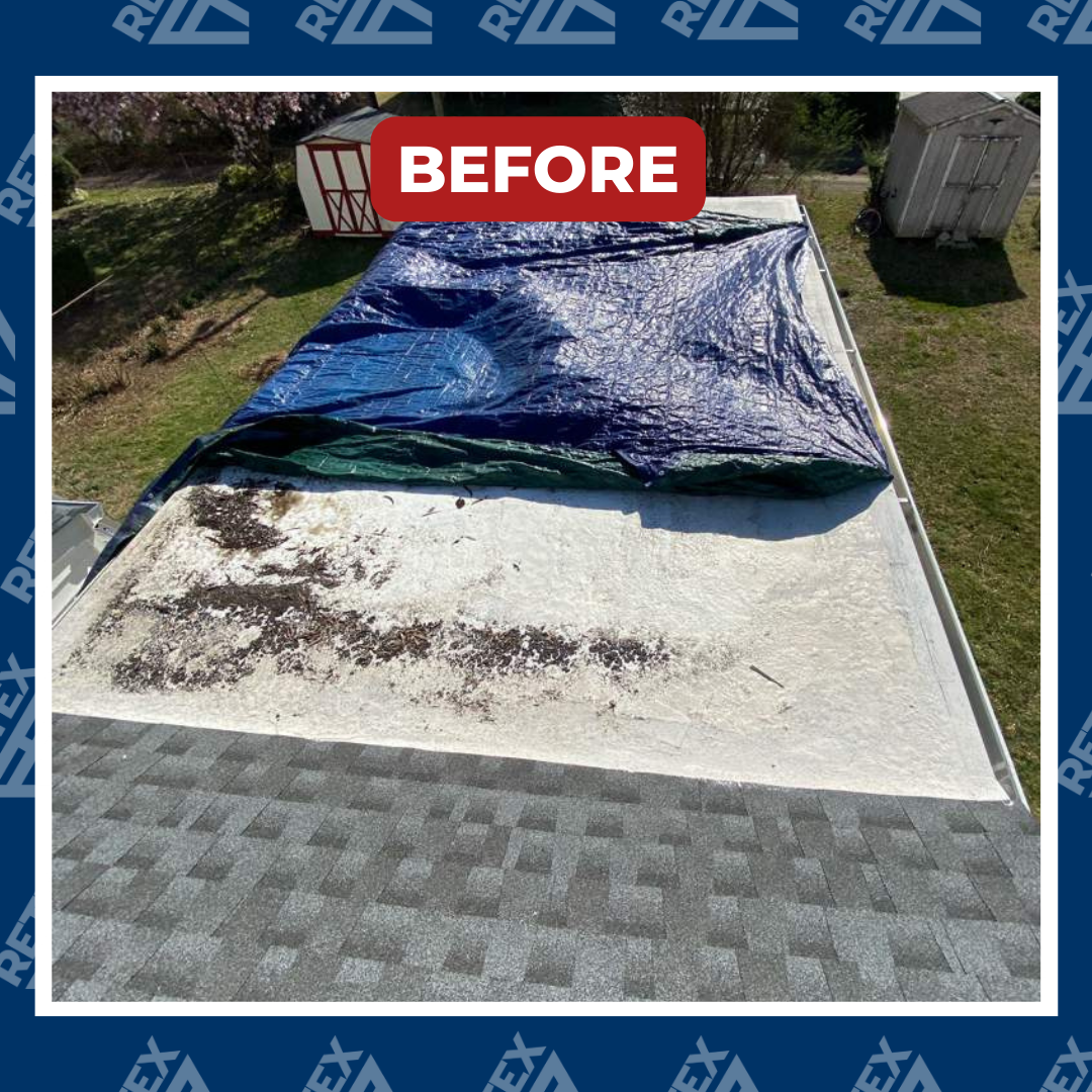 A before-installation image of a RETEX flat roof replacement in Richmond, VA.