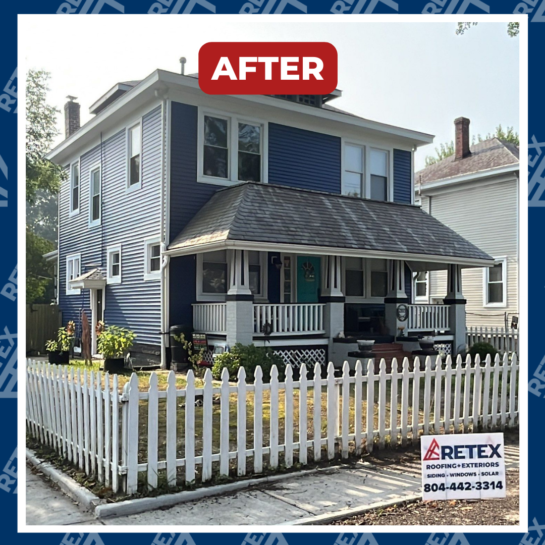 Graphic of an after image of a RETEX siding and window replacement in Richmond VA. Certainteed Restoration