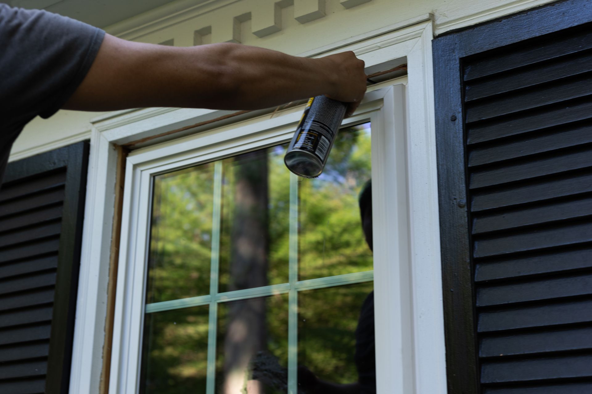 A during-install image of a RETEX window replacement in North Chesterfield VA.