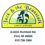Jack & the Beanstalk Lawn & Landscape logo with contact info for Flint, MI