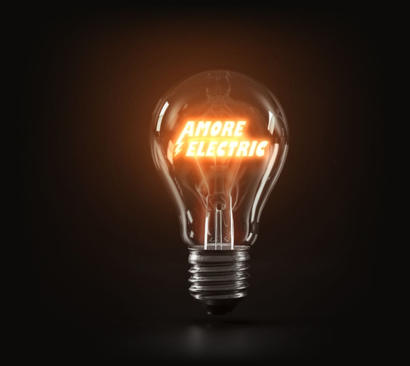 A light bulb with amore electric written inside of it