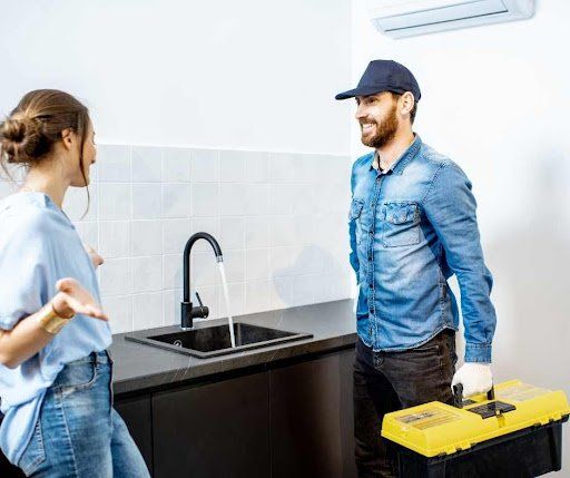Handyman talking to their customer.