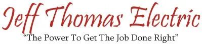 Jeff Thomas Electric logo with red script text and tagline &ldquo;The Power To Get The Job Done Right&rdquo;