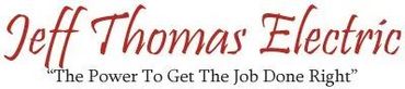 Jeff Thomas Electric logo with red script text and tagline &ldquo;The Power To Get The Job Done Right&rdquo;
