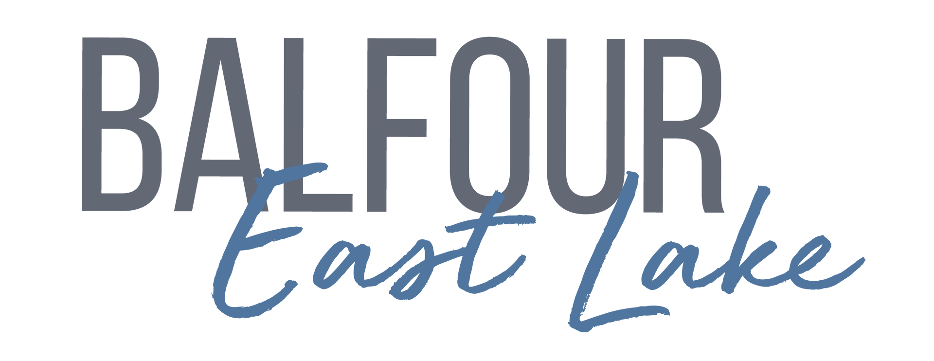 Balfour East Lake logo in gray and blue text